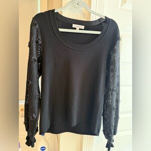 Black Sweater with Lace Sleeves